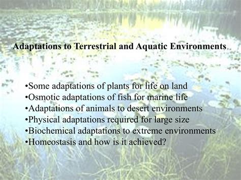 Adaptations to Terrestrial and Aquatic Environments