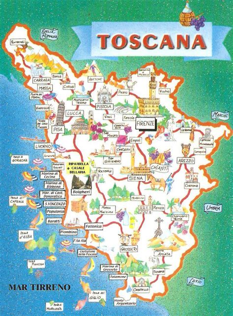 Tuscany map, Tourist map, Toscana italy