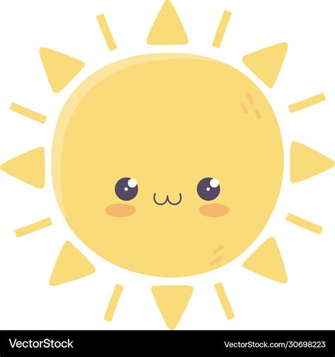 Kawaii sun cute cartoon isolated icon Royalty Free Vector