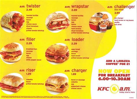 Kfc Breakfast Menu Prices