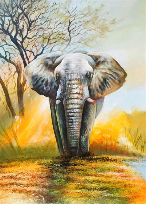 Buy Elephant painting Handmade Painting by KULDEEP SINGH. Code:ART_6706 ...