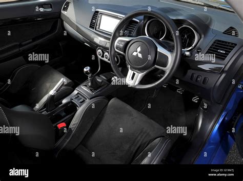 Mitsubishi Evo X Japanese 4 wheel drive super saloon interior Stock ...