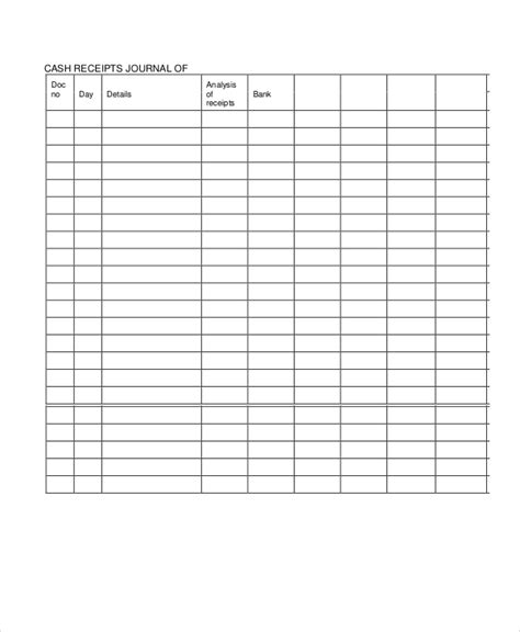 Cash Receipt Journal Template – printable receipt template