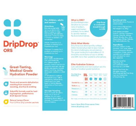 2 Pack Drip Drop Hydration Powder Pack 21Gm Lemon 4 Count Each | eBay