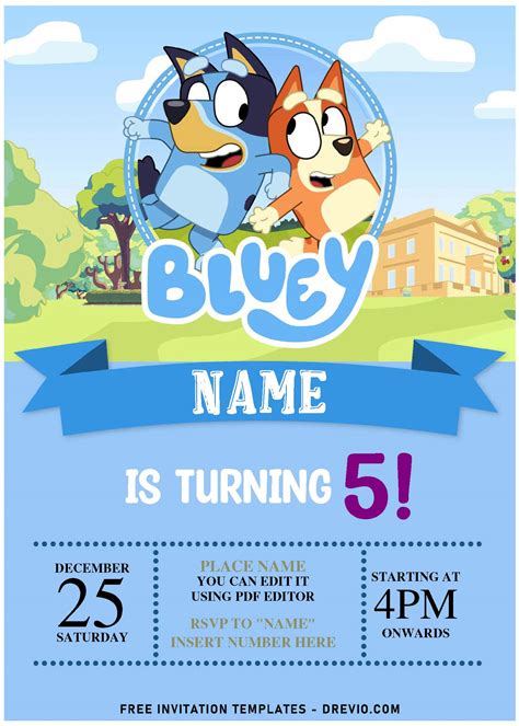 Free Editable Pdf Cheerful Bluey Birthday Invitation Templates ...