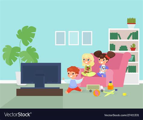 Children Watching Television Clipart