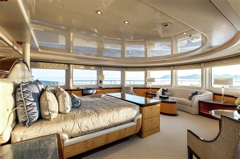 The recently refitted Master suite aboard luxury yacht LUCKY LADY ...