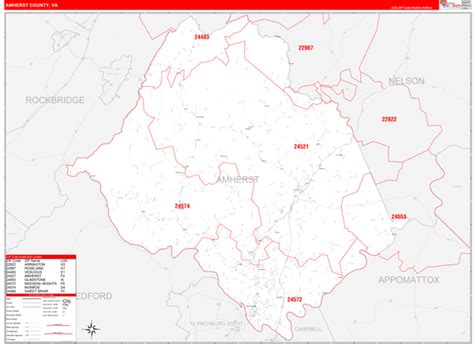 Wall Maps of Amherst County Virginia - marketmaps.com