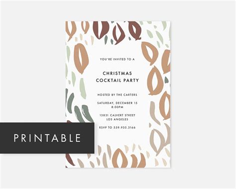 Printable Christmas Cocktail Party Invitation With Abstract - Etsy