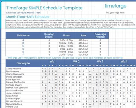 Excel Shift Schedule Template