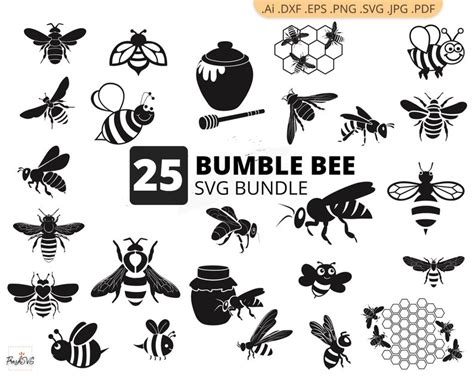 Bumble Bee SVG Bumble Bee Bundle SVG Bumble Bee Silhouette - Etsy