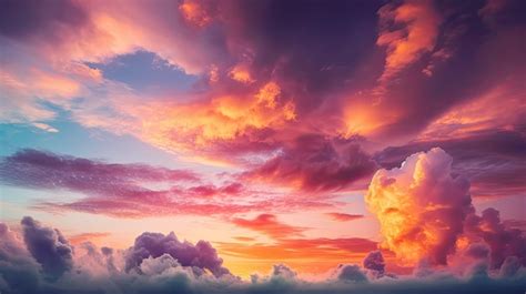 Premium AI Image | A sunset with clouds and a purple sky