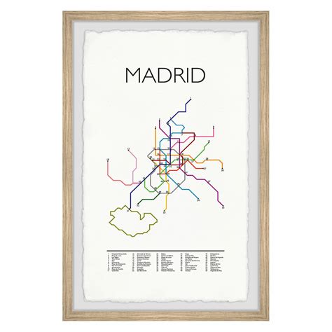 Madrid Metro Map Framed Print (12"H x 8"W x 1.5"D) - The Subway Map ...