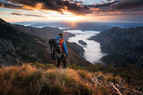 Man standing in front of mountains, nature, photography, landscape ...