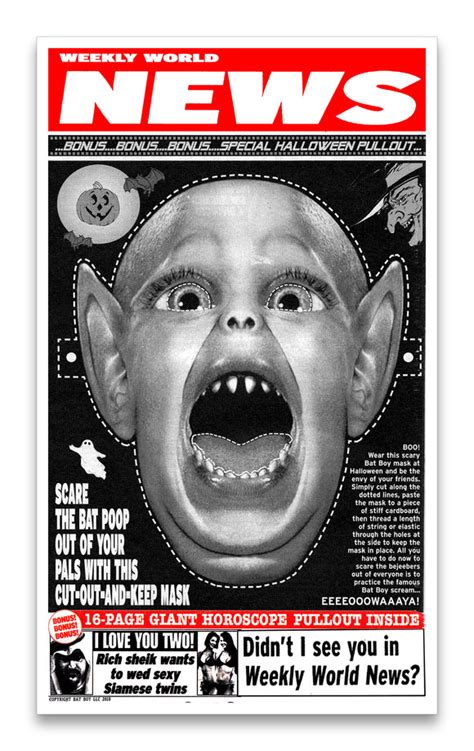 Weekly World News Bat Boy Mask 13" x 22" Showprint Poster – Per Diem ...