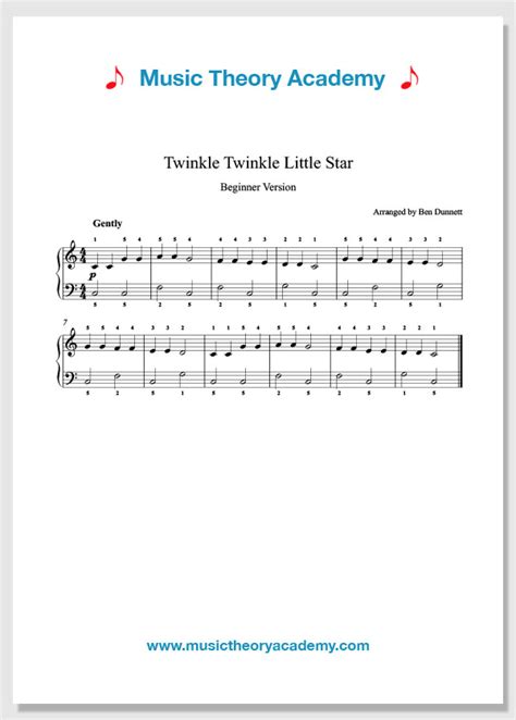 Twinkle Twinkle Little Star - Music Theory Academy - Easy Piano Music