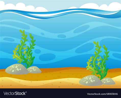 Ocean scene with seaweed underwater Royalty Free Vector