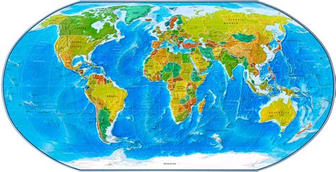 Clipart Physical Map Of The World - Bank2home.com