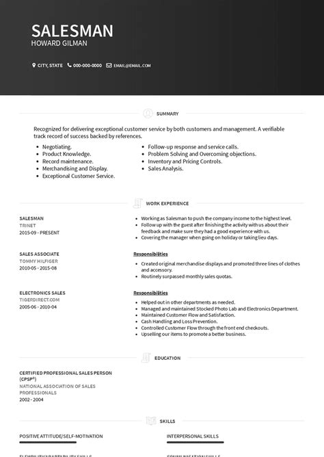 Salesman Resume Samples and Templates | VisualCV