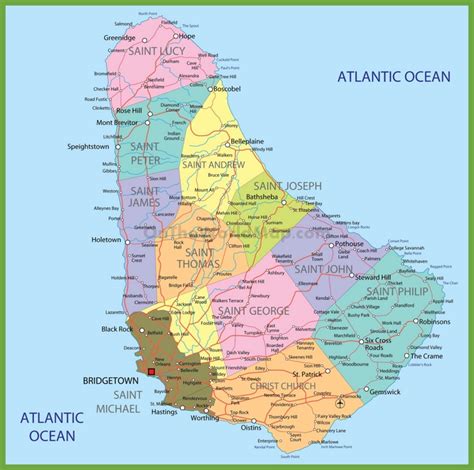 Barbados political map - Ontheworldmap.com