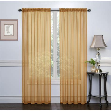 Ruthy's Textile Gold Sheer Curtains Set of 2 Window Panel Drape Pair 54 ...