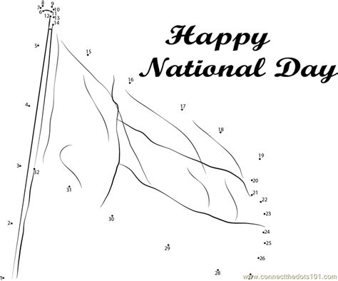 National Day Flag dot to dot printable worksheet - Connect The Dots