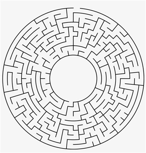 20, Circular Maze D - Circle Maze Drawing Transparent - 1000x1000 PNG ...