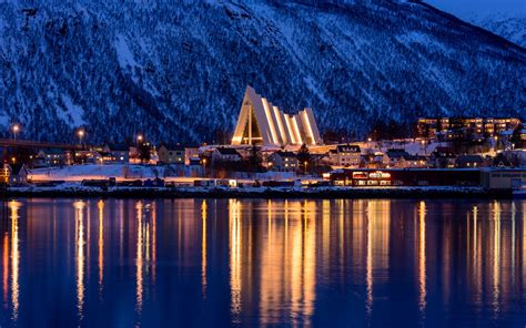 Fondos de pantalla Tromso, Noruega, invierno, ciudad, mar, montaña ...