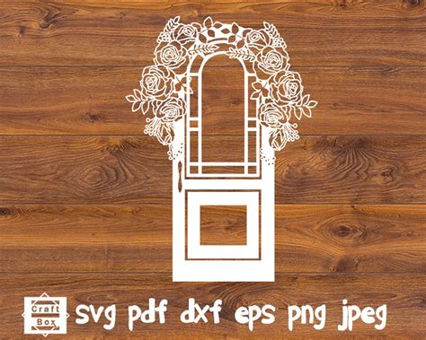 Door svg floral door svg door cut file door silhouette | Etsy