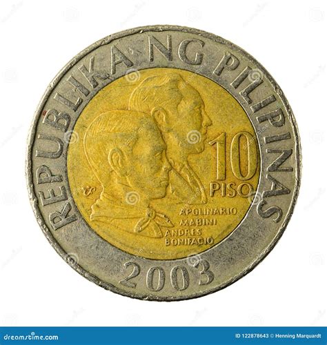 10 Philippine Peso Coin 2003 Obverse Stock Image - Image of cash ...