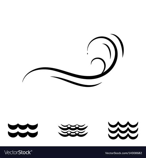 Wave black and white icons Royalty Free Vector Image