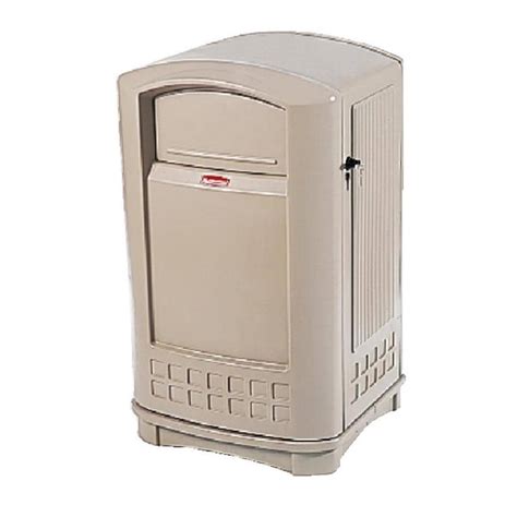 Rubbermaid Commercial Products Plaza 50-Gallon Beige Plastic Commercial ...