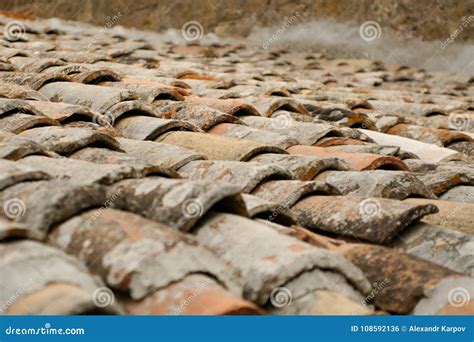 Old red-brick roof tiles stock photo. Image of residential - 108592136