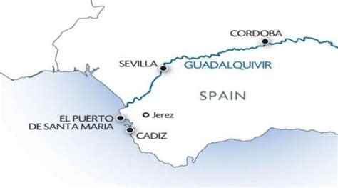 Guadalquivir river map - Guadalquivir map (Andalusia - Spain)