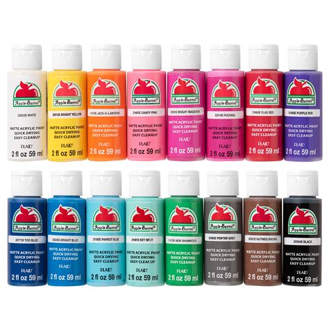 Apple Barrel 2 oz Multi-color Matte Acrylic Craft Paint (16 Pieces ...