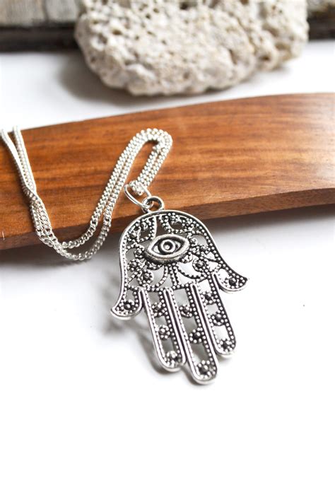 Hamsa Hand Necklace, Evil Eye Protection Necklace, Hamsa Jewelry, Evil ...