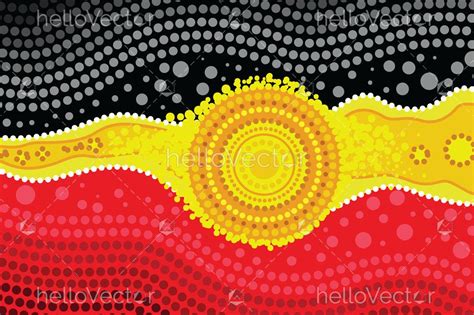 Dot art of aboriginal motif with the colors of the aboriginal flag ...