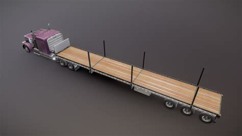 3D Peterbilt 379 flatbed trailer model - TurboSquid 2009077