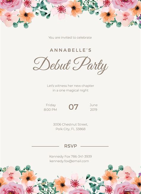 Elegant Debut Invitation Card Template | ubicaciondepersonas.cdmx.gob.mx