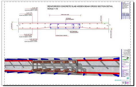 Slab Hidden Beam Reinforcement Cross Section Detail