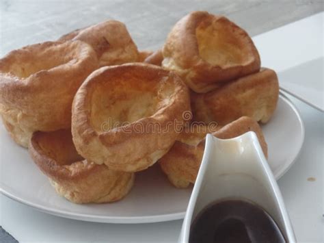 Yorkshire Puddings Served with Gravy Stock Image - Image of food ...