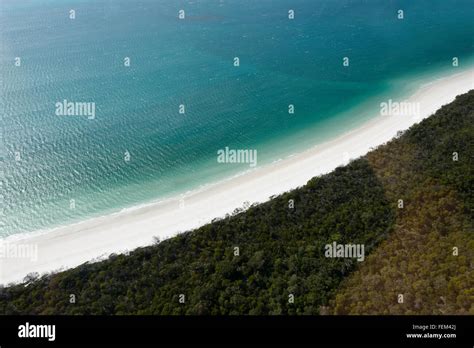 Aerial view of Whitehaven Beach, Whitsunday Islands, Queensland ...