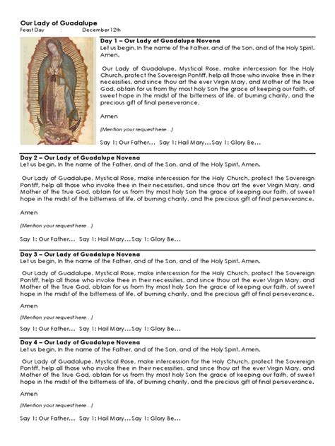 Our Lady of Guadalupe Novena | PDF | Mary, Mother Of Jesus | Lord's Prayer