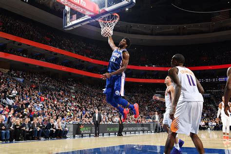 Joel Embiid gets denied by rim during showboat dunk