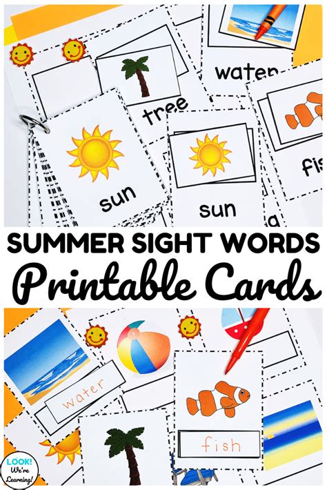 Summer Printable Sight Word Flashcards - Look! We're Learning!