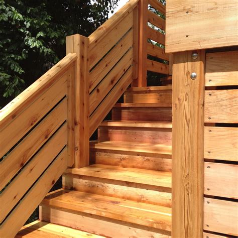 Cedar deck with a horizontal railing | Porch design, Porch design ideas ...