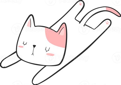 Cute Kitty Cat Laying Down Cartoon Element 12000136 PNG