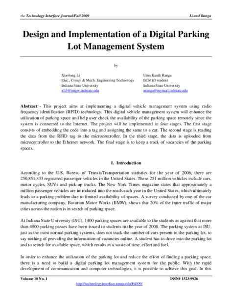 (PDF) Design and Implementation of a Digital Parking Lot Management ...