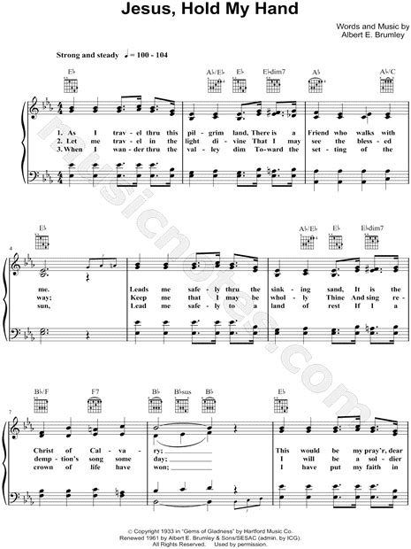 Albert E. Brumley "Jesus, Hold My Hand" Sheet Music in Eb Major ...