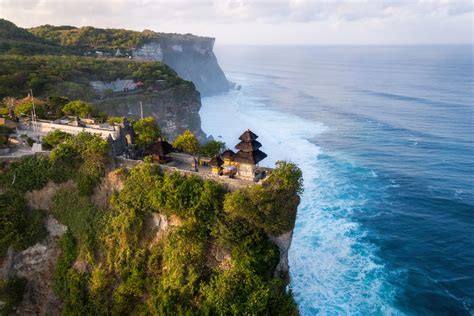 Bali, Indonesia, Aerial View of Uluwatu Temple at Sunrise - Villa Getaways